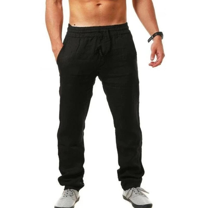 Calça Masculina de Linho e Algodão – Respirável, Casual e Fitness | Tamanhos S ao 3XL | Ideal para Outono e Streetwear