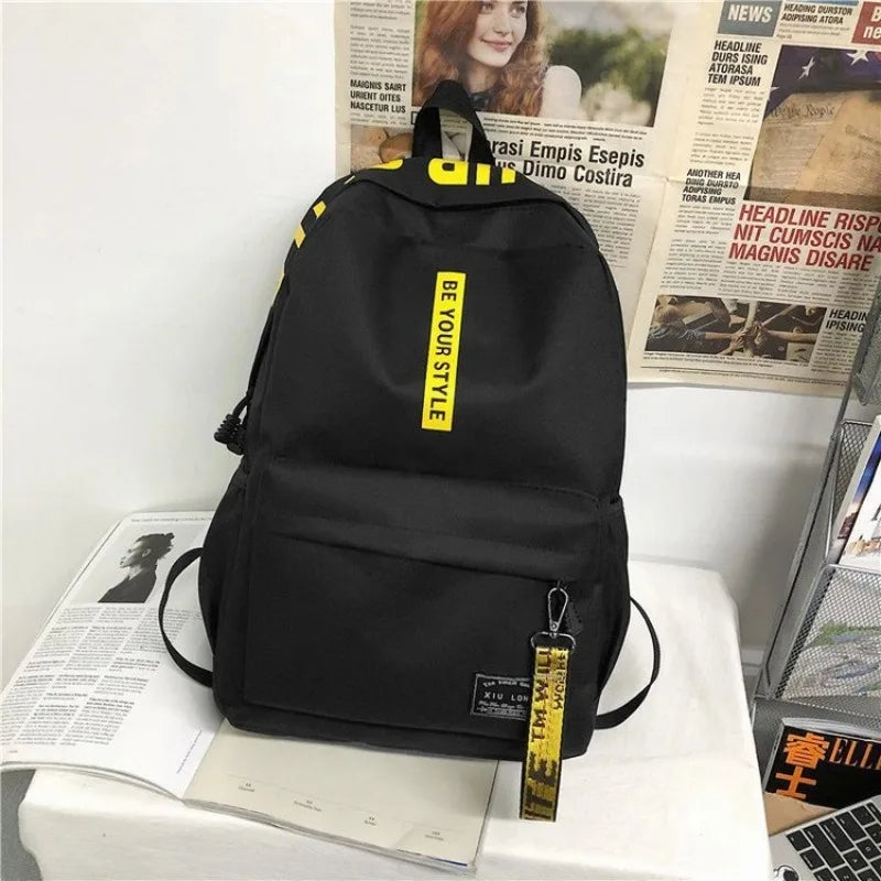 Mochila Unissex Estilo Coreano – Grande Capacidade para Escola ou Dia a Dia
