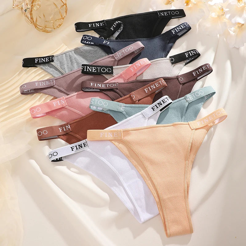 Kit com 5 Calcinhas Femininas Finetoo – Algodão, Cintura Baixa, Estilo Sexy com Estampa Letter | Conforto e Lingerie Casual