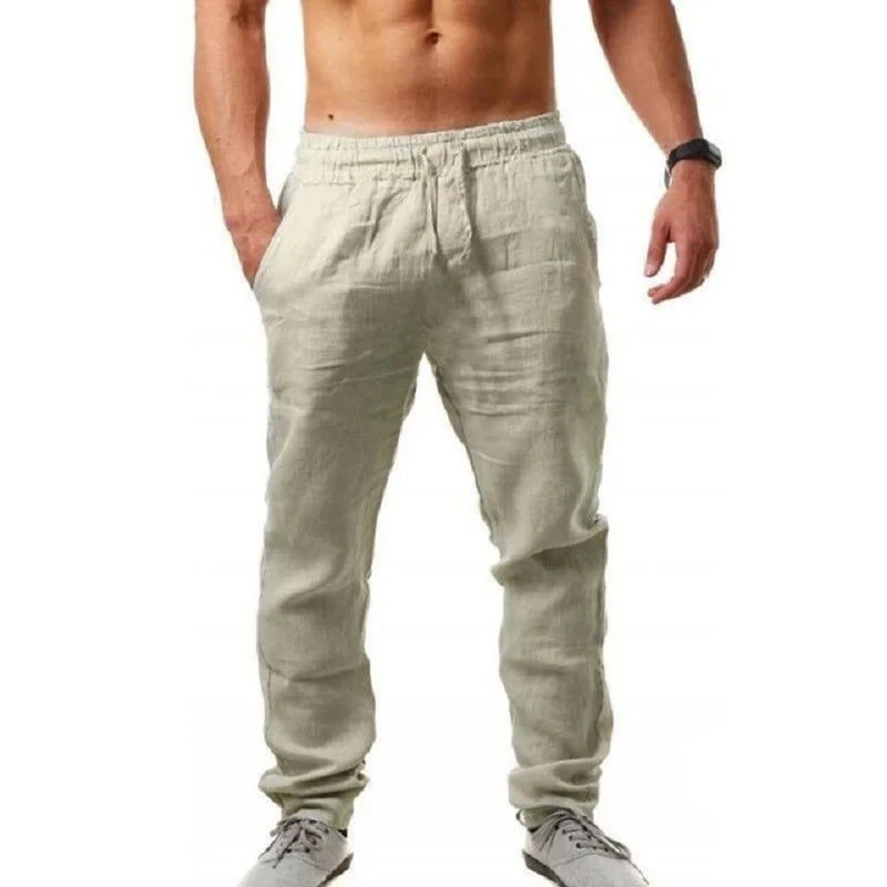 Calça Masculina de Linho e Algodão – Respirável, Casual e Fitness | Tamanhos S ao 3XL | Ideal para Outono e Streetwear