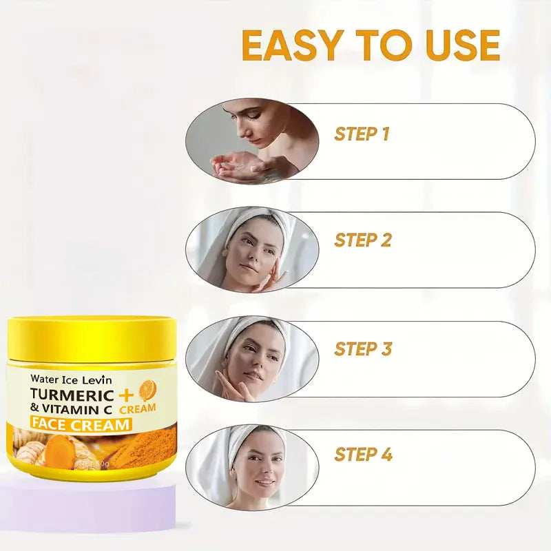 Creme Antienvelhecimento com Cúrcuma, Vitamina C, Colágeno e Ácido Hialurônico – 50g | Hidratante, Antirrugas e Iluminador Facial