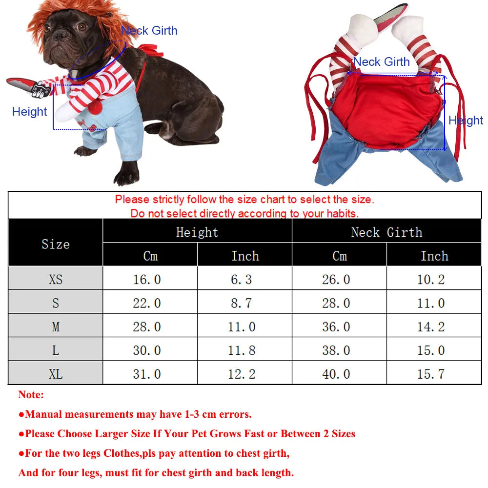Fantasia de Halloween para Cachorros – Roupas Divertidas e Ajustáveis | Cosplay Pet para Bulldog, Pug e Cães Médios/Grandes