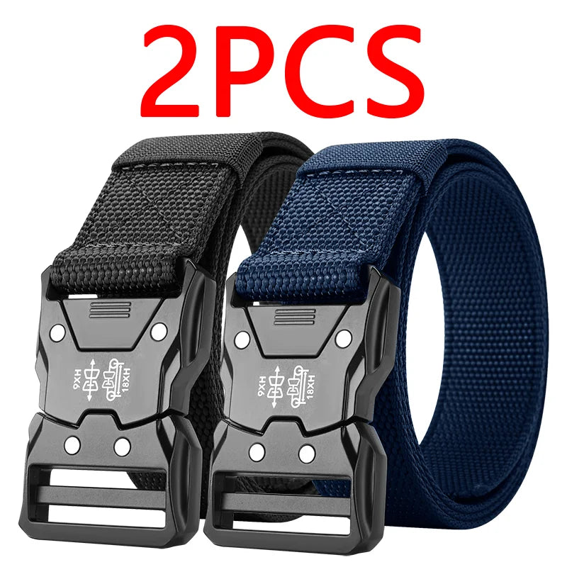 Cinto Tático Unissex 2 Peças – Fivela Automática Reforçada | Ideal para Aventuras ao Ar Livre, Camping e Uso Diário