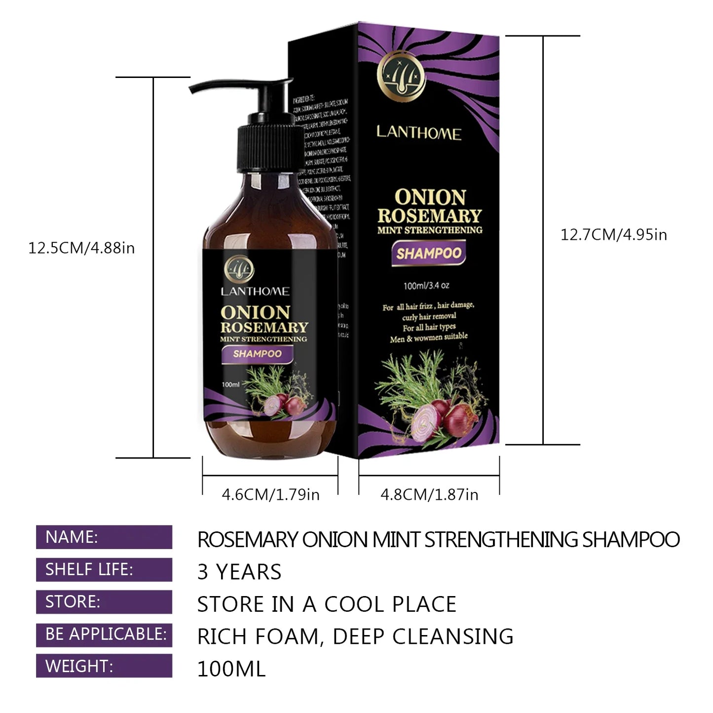 Kit Capilar Crescimento Rápido – Shampoo de Alecrim e Cebola 100ml + Spray Antiqueda 30ml | Resultados em 7 Dias