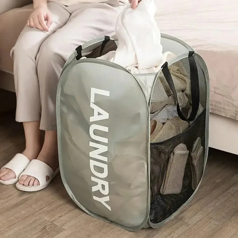 Cesto de Roupa Suja Dobrável – Tela Pop-Up com Grande Capacidade para Organização