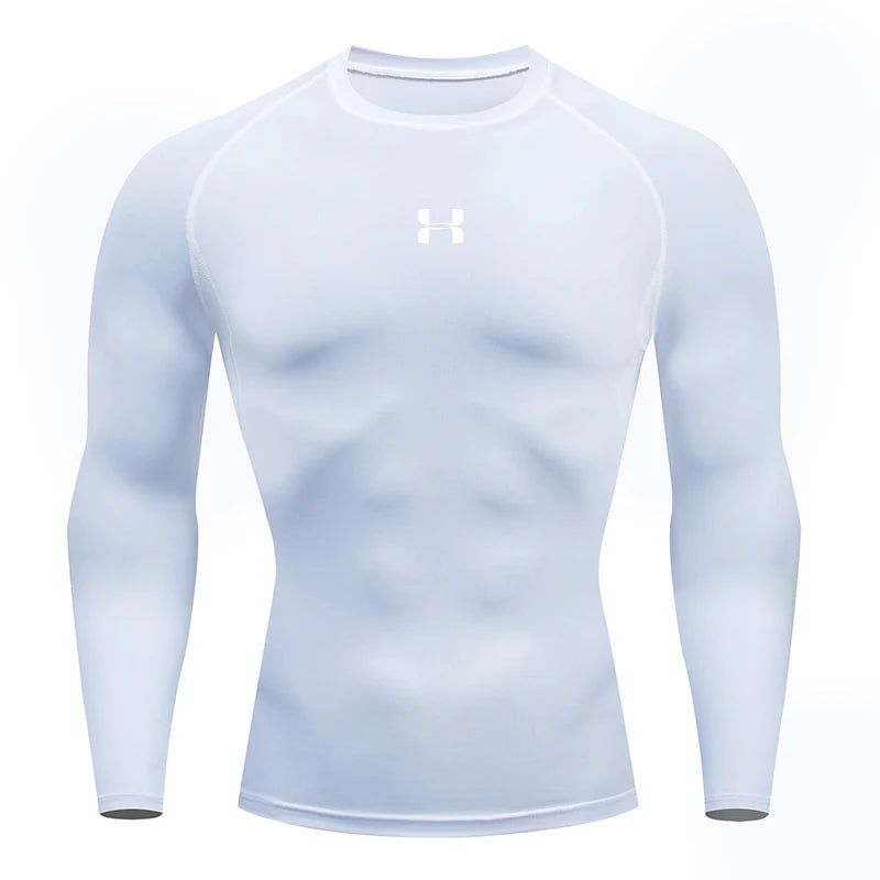 Camiseta Masculina de Compressão com Manga Longa – Fitness, Corrida e Academia | Tecido Elástico e Respirável para Treinos