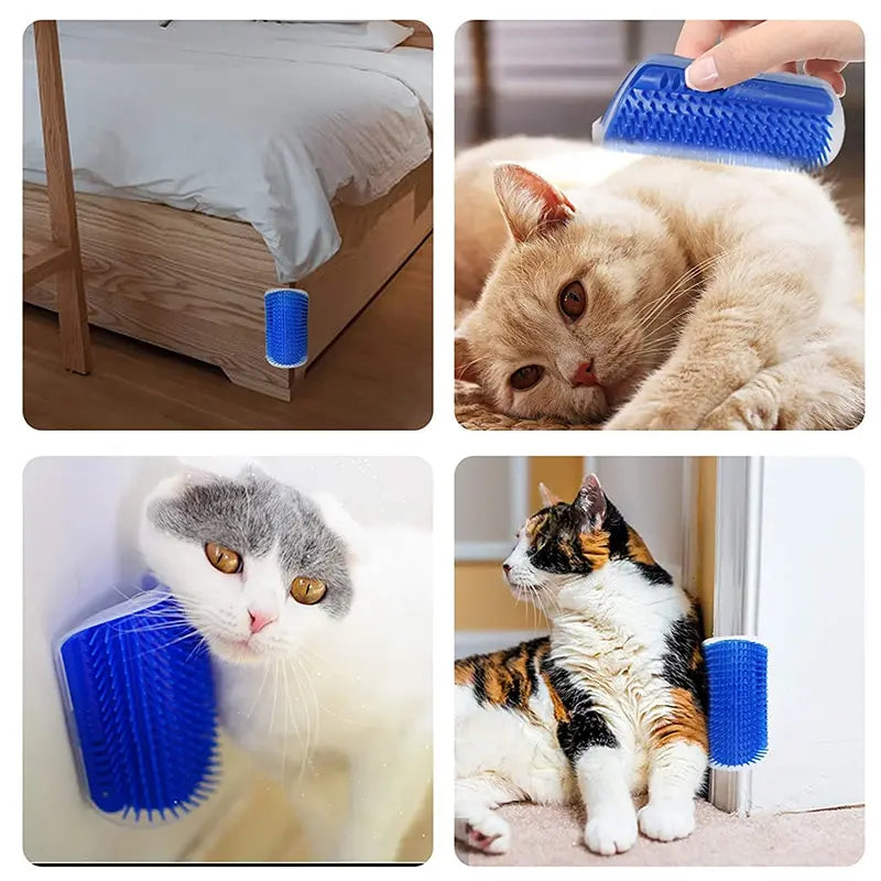 Escova de Canto para Gatos – Massageadora e Removedora de Pelos | Pente Desembaraçador Removível para Higiene e Diversão