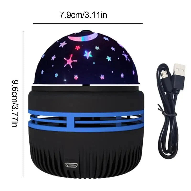 Luminária Projetora LED Céu Estrelado – USB Giratória com Lua e Estrelas | Decoração Atmosférica para Quarto e Natal