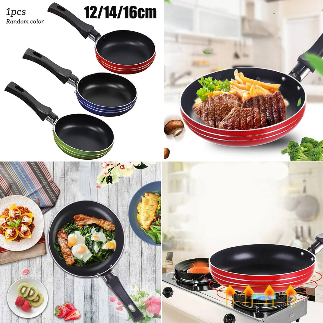 Frigideira Antiaderente Mini 12cm/14cm/16cm – Aço Revestido | Cores Sortidas para Cozinha Compacta