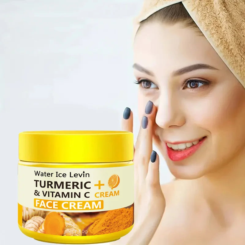 Creme Antienvelhecimento com Cúrcuma, Vitamina C, Colágeno e Ácido Hialurônico – 50g | Hidratante, Antirrugas e Iluminador Facial