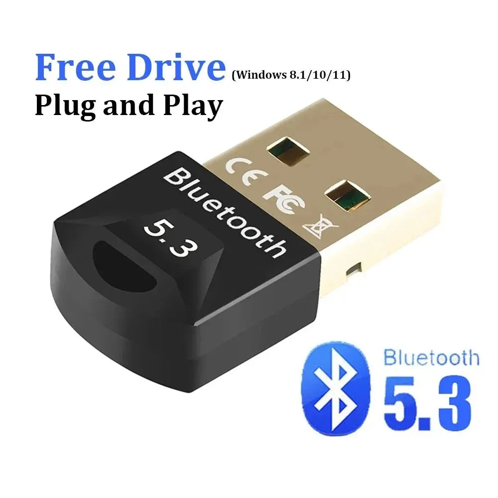 Adaptador Bluetooth USB 5.3 para PC – Receptor e Transmissor de Áudio | Compatível com Bluetooth 5.0, Teclado, Mouse e Alto-falante