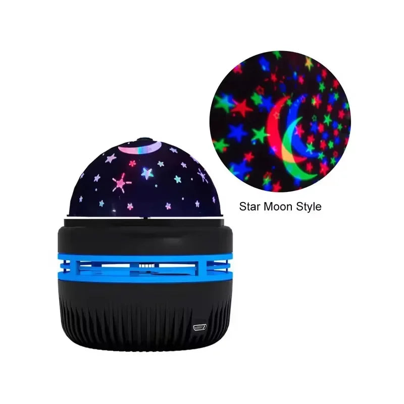 Luminária Projetora LED Céu Estrelado – USB Giratória com Lua e Estrelas | Decoração Atmosférica para Quarto e Natal