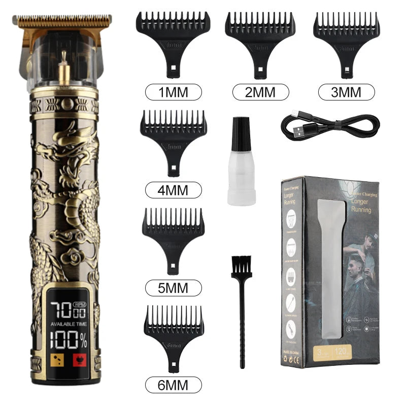 Máquina de Cortar Cabelo T9 LCD – Aparador Elétrico de Alta Precisão | Cabeça de Corte, Barbeador, Design Profissional para Homens