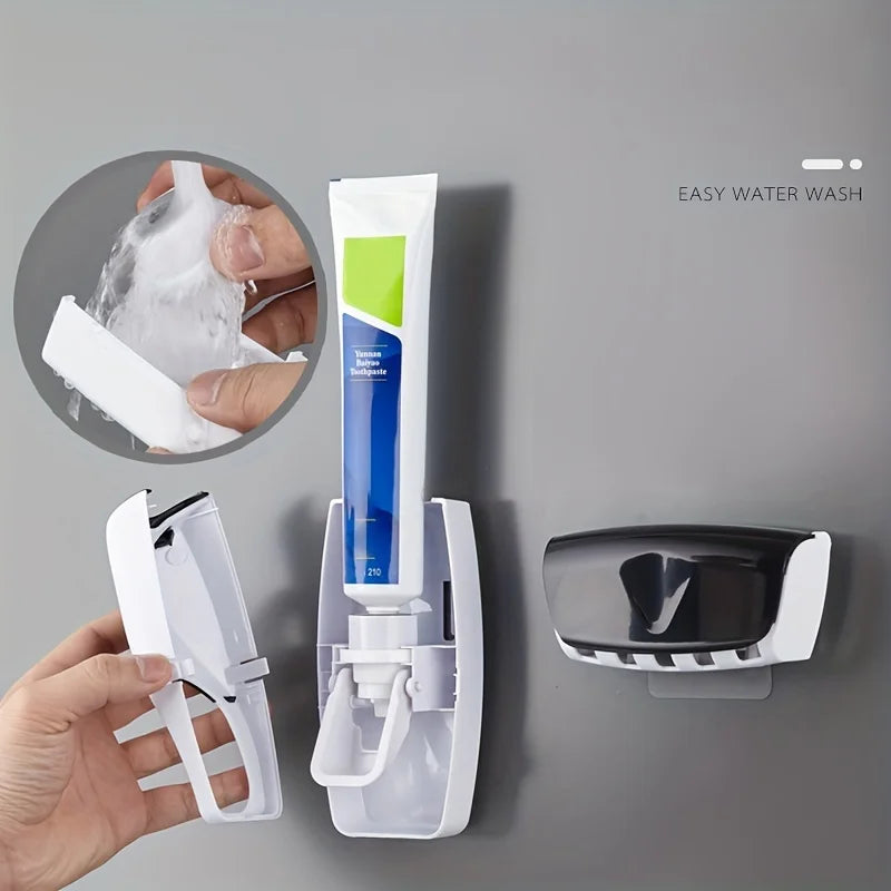 Suporte de Parede para Escova e Creme Dental – Dispenser Automático com Copo | Kit Organizador para Banheiro