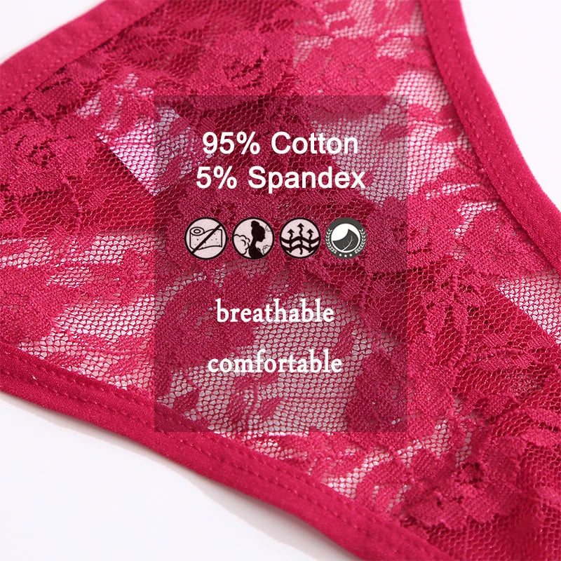Kit com 5 Calcinhas Femininas – Renda Floral, Modelos Sexy Fio Dental e Transparente | Lingerie Sensual e Confortável