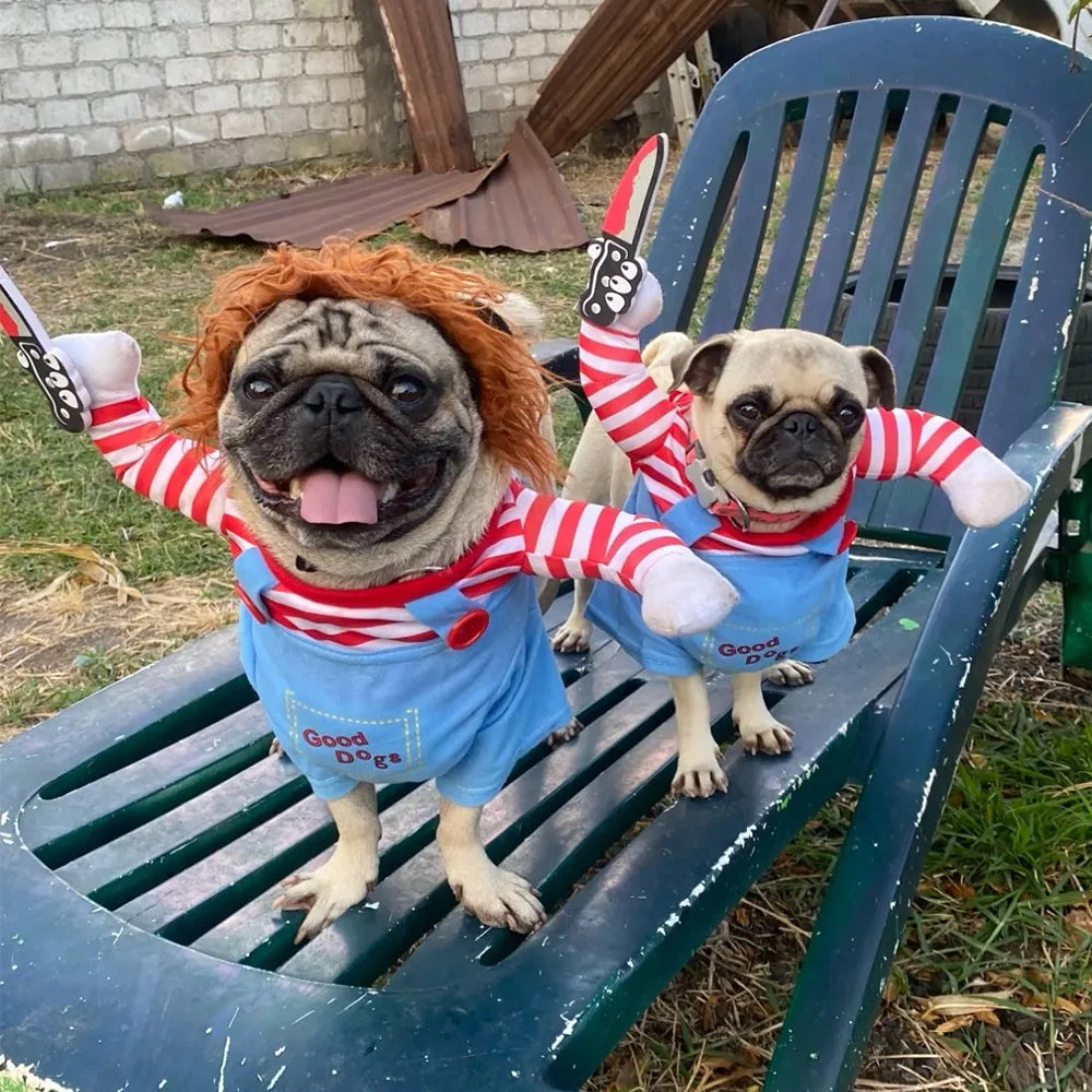 Fantasia de Halloween para Cachorros – Roupas Divertidas e Ajustáveis | Cosplay Pet para Bulldog, Pug e Cães Médios/Grandes