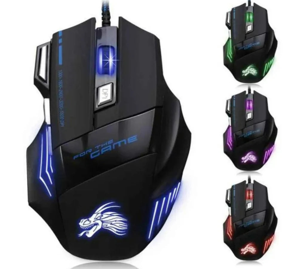 USB Wired Gaming Mouse 7 Button Backlit Ergonomic Mice 5500 DPI Backlight Adjustable Optical Mice for PC Gamer Computer Desktop