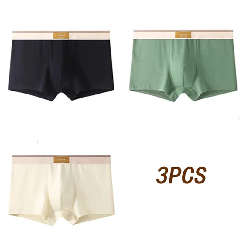 3pcs Men's Cotton Boxer Shorts – Breathable, Comfortable & Stylish Everyday Underwear