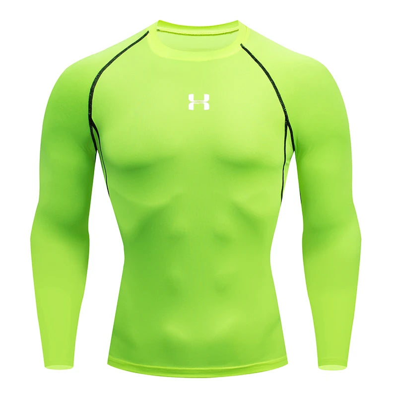 Camiseta Masculina de Compressão com Manga Longa – Fitness, Corrida e Academia | Tecido Elástico e Respirável para Treinos