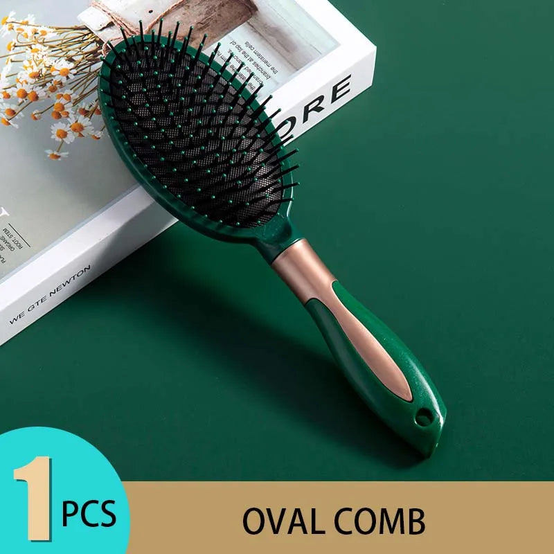 Escova Massageadora KLINA com Almofada de Ar – Antiestática, Oval/Round | Ideal para Salão, SPA e Estilo Diário