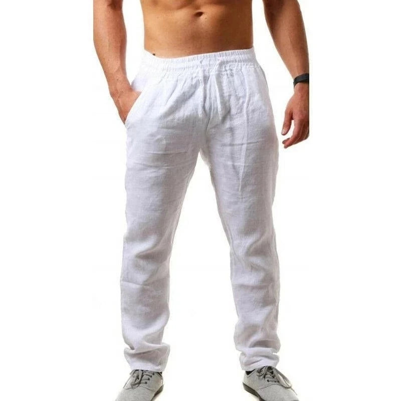 Calça Masculina de Linho e Algodão – Respirável, Casual e Fitness | Tamanhos S ao 3XL | Ideal para Outono e Streetwear