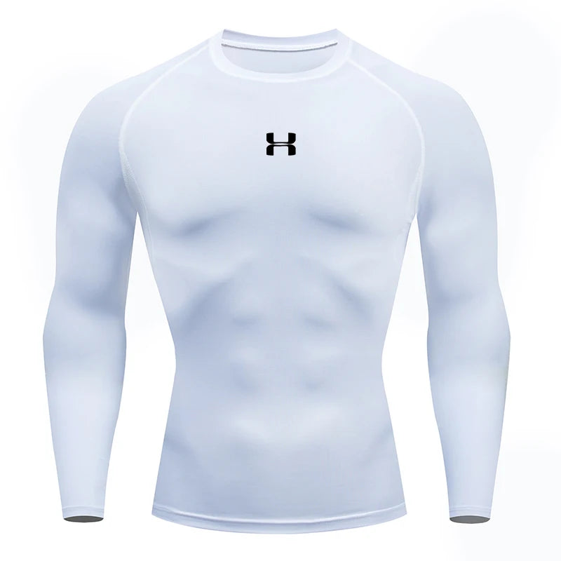 Camiseta Masculina de Compressão com Manga Longa – Fitness, Corrida e Academia | Tecido Elástico e Respirável para Treinos