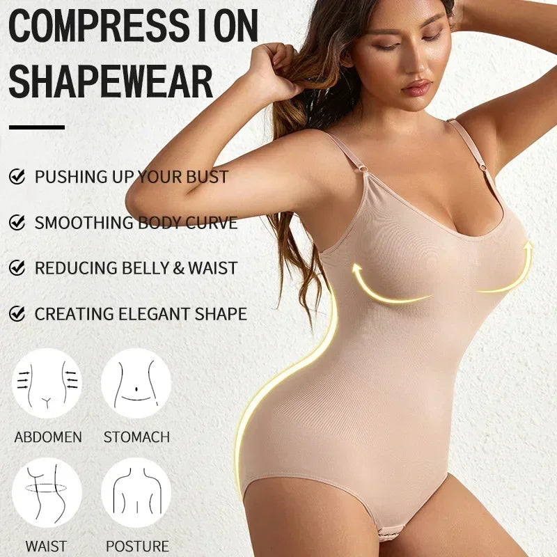 Body Modelador Feminino Sem Costura – Controle de Abdômen, Levanta Bumbum | Roupa Íntima Slim para Uso Diário