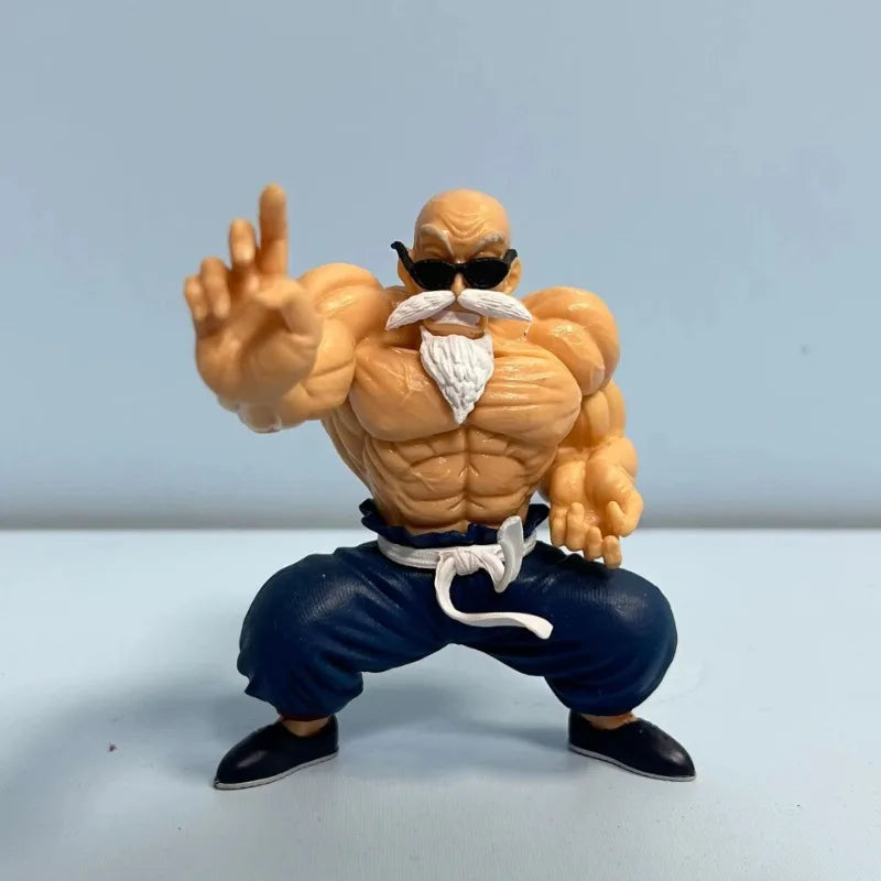 Boneco de anime Dragon Ball de 10 cm GK Muscle Master Roshi Goku Kame Sennin Figura de ação em PVC Modelo Bonecos infantis Brinquedos de presente