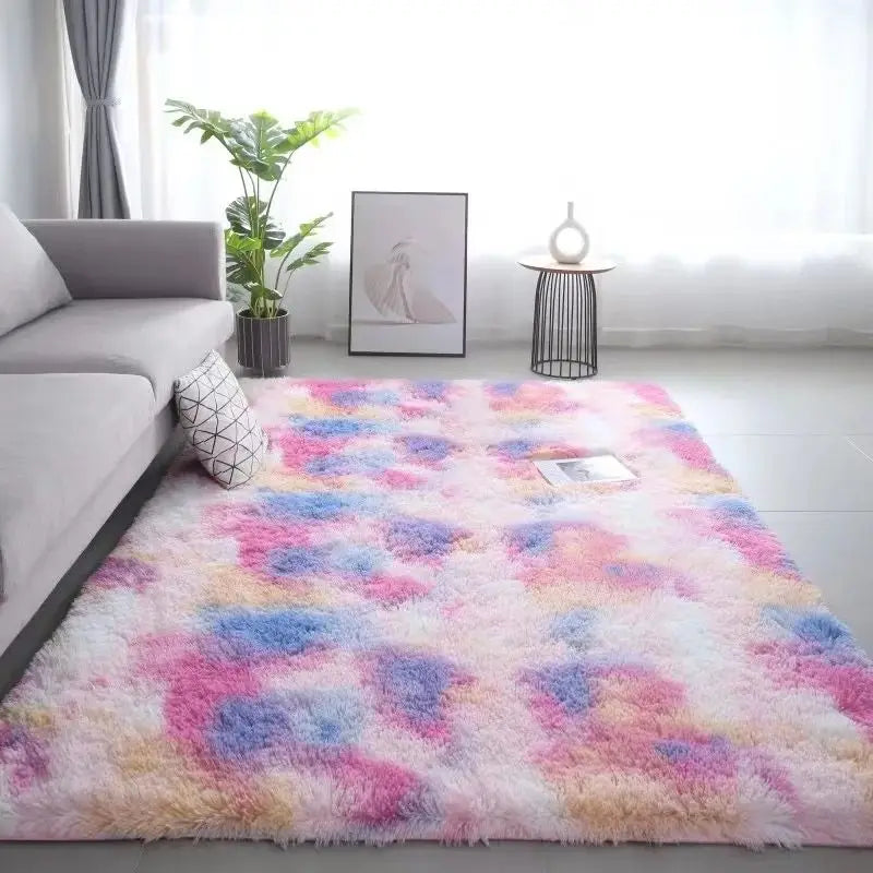 Tapete VIKAMA Lavável – Seda e Lã | Antiderrapante Tie-Dye para Quarto Infantil, Sala e Quarto