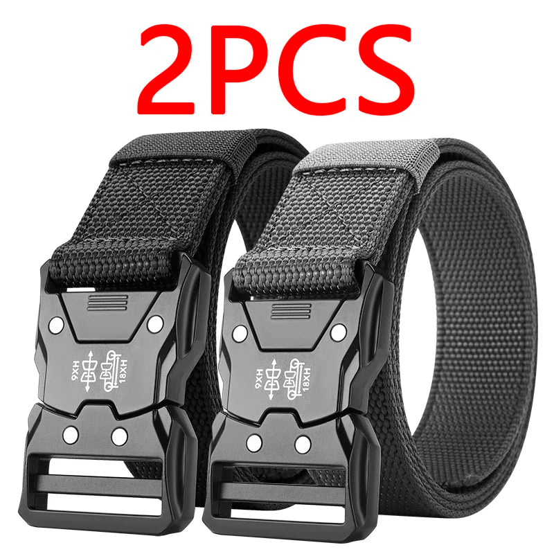 Cinto Tático Unissex 2 Peças – Fivela Automática Reforçada | Ideal para Aventuras ao Ar Livre, Camping e Uso Diário