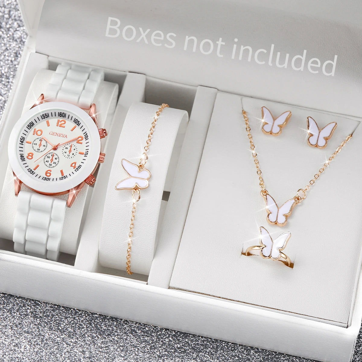 Kit com 5 ou 6 Relógios Femininos – Pulseira de Silicone, Estilo Fashion | Relógio Quartz Casual para Presente (Sem Caixa)