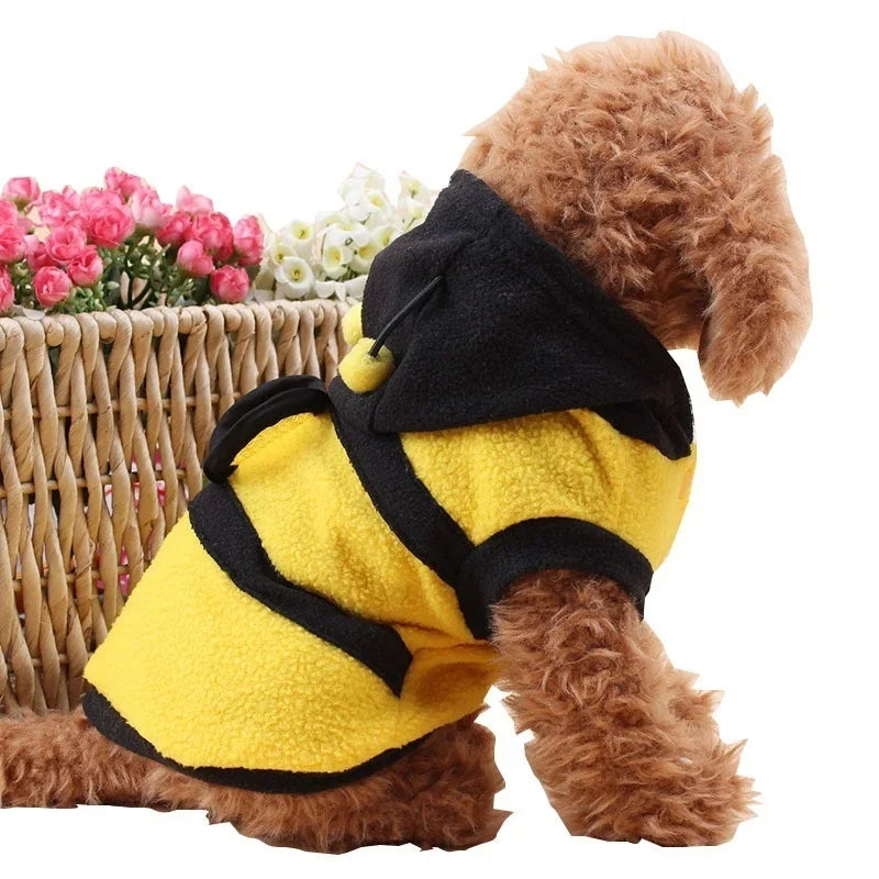 Fantasia de Abelhinha para Pets – Casaco com Capuz em Fleece | Roupa de Halloween, Cosplay e Inverno para Cães e Gatos