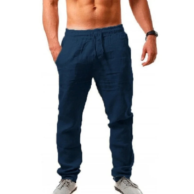 Calça Masculina de Linho e Algodão – Respirável, Casual e Fitness | Tamanhos S ao 3XL | Ideal para Outono e Streetwear