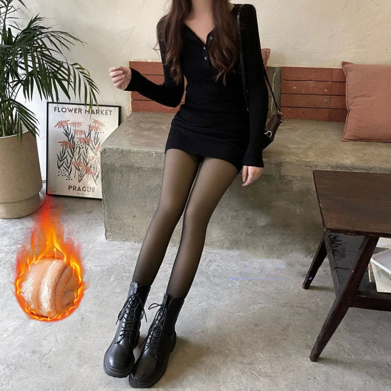 Legging Térmica Feminina de Inverno – Sexy, Translúcida com Forro Fleece | Cintura Alta, Slim Fit e Super Quentinha