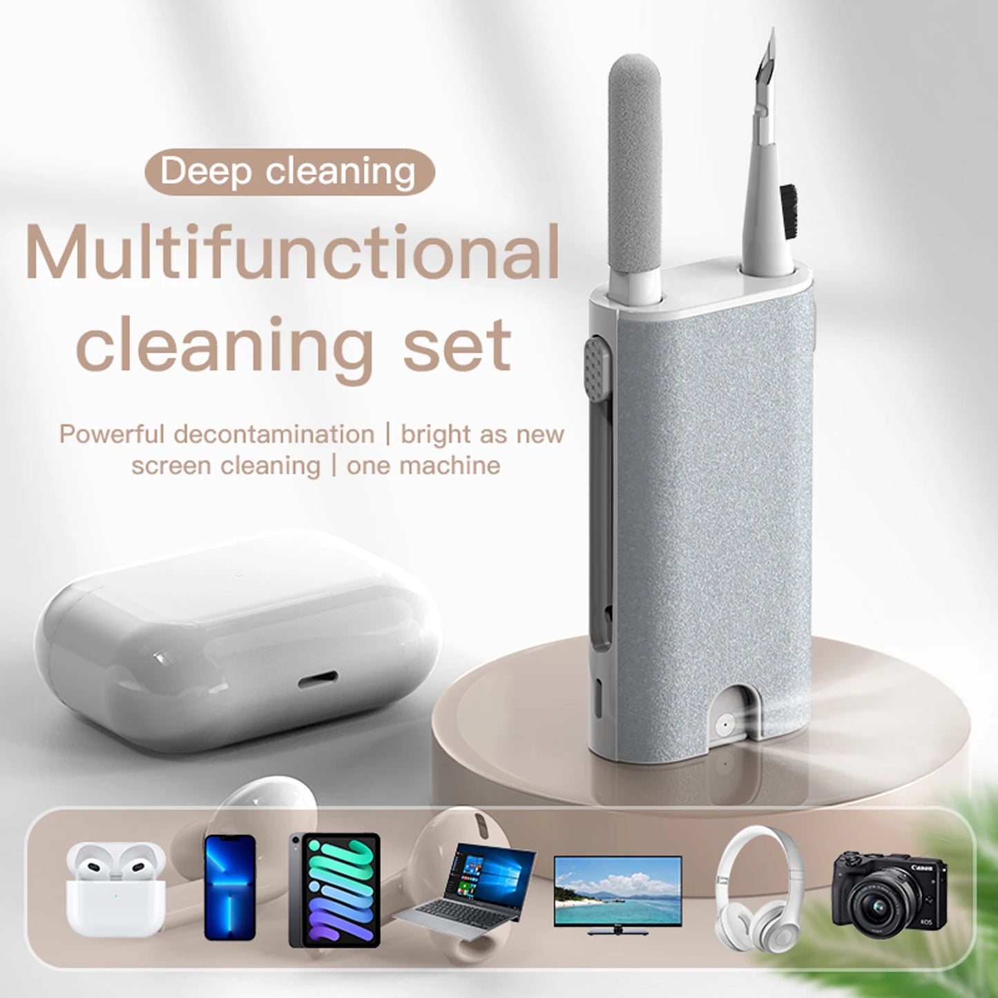 Kit de Limpeza 8 em 1 para Eletrônicos – Escova para Teclado, Caneta para Fones, Ferramentas para Celular, iPad e Extrator de Teclas