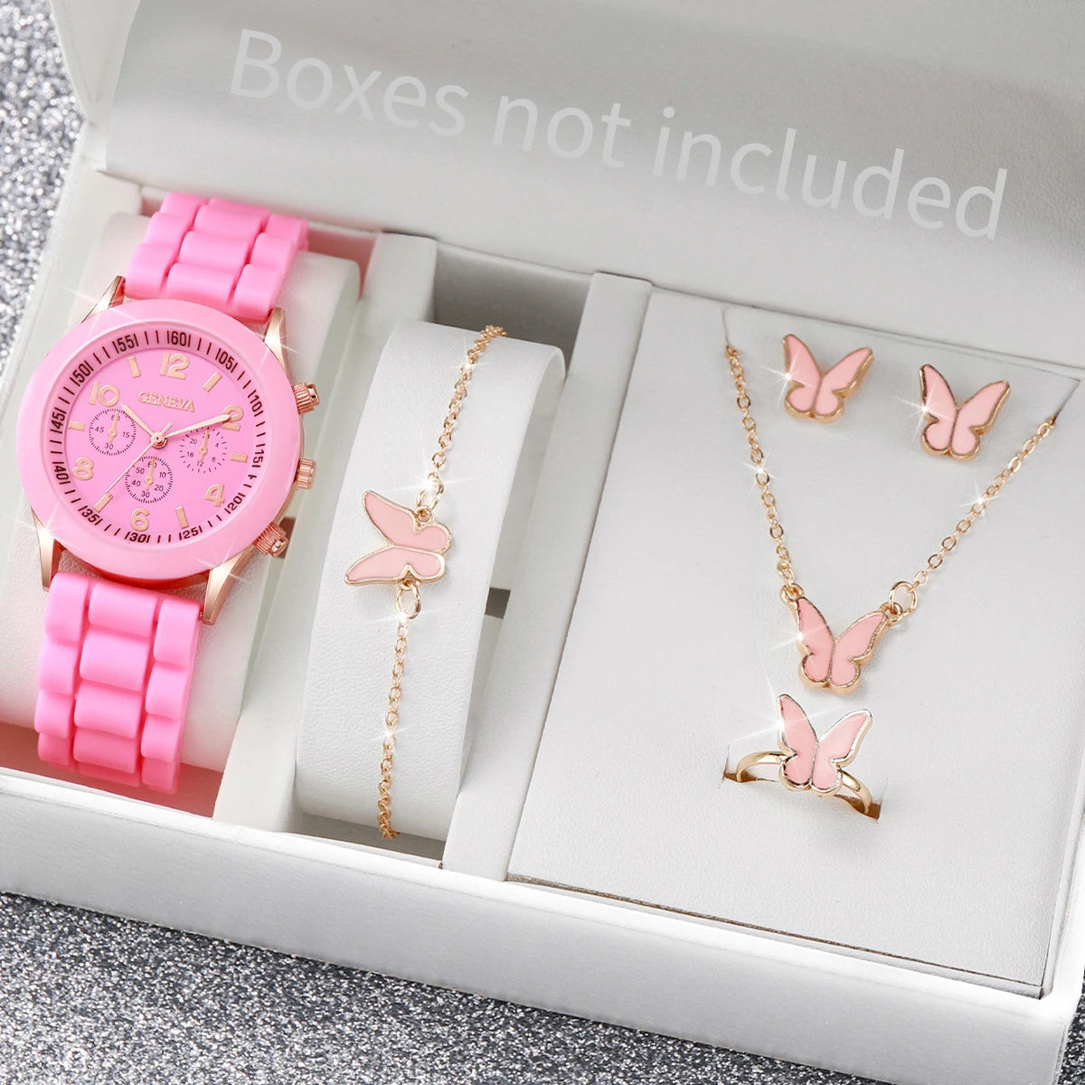 Kit com 5 ou 6 Relógios Femininos – Pulseira de Silicone, Estilo Fashion | Relógio Quartz Casual para Presente (Sem Caixa)