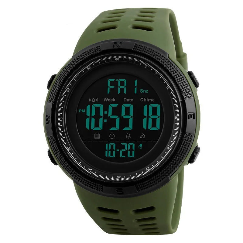 Relógio Digital Masculino Militar – LED Multifuncional com Iluminação | Esportivo para Homens e Jovens