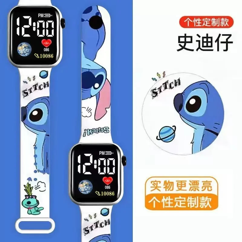 Relógio LED Infantil Stitch – Estampa Colorida e Design Moderno