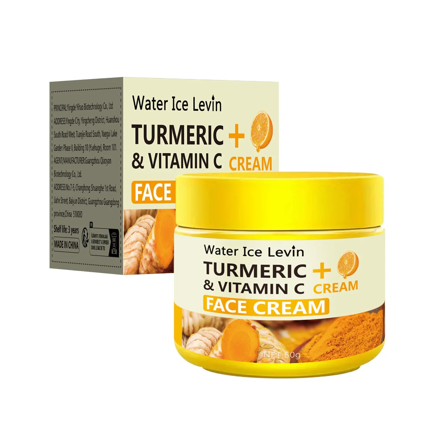 Creme Antienvelhecimento com Cúrcuma, Vitamina C, Colágeno e Ácido Hialurônico – 50g | Hidratante, Antirrugas e Iluminador Facial