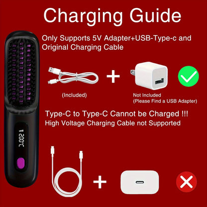 Electric Hot Comb Multifunctional Negative Ion Straight Hair Straightener Comb Anti-Scalding Styling Tool Straightening Brush