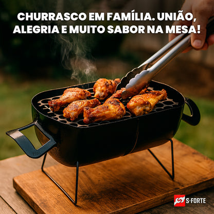 Churrasqueira Portátil Pequena A Carvão Ideal Para Churrasco Em Família Compacta E Resistente Para Grelhar Carne Frango Linguiça Peixe Em Casa Quintal Varanda Camping Viagem Praia E Áreas Externas