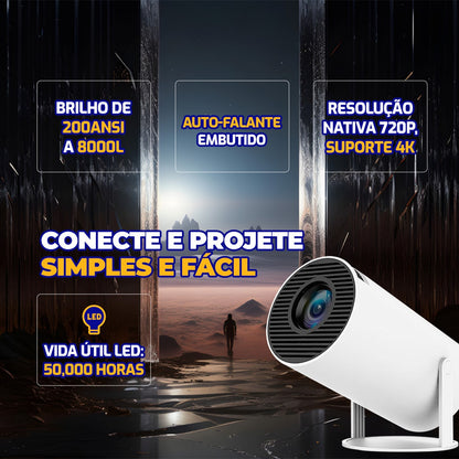 Mini Projetor Portátil Fullcam 4k Android Full Hd Smart Wifi Cinema Home Hy300