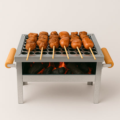 Churrasqueira Galvanizada Cromada Com Grelha Mini Portátil, Leve E Resistente, Ideal Para Churrascos Rápidos Em Casa, Camping, Praia, Viagens E Áreas Externas Com Praticidade