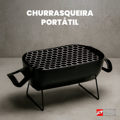 Churrasqueira Portátil Pequena A Carvão Ideal Para Churrasco Em Família Compacta E Resistente Para Grelhar Carne Frango Linguiça Peixe Em Casa Quintal Varanda Camping Viagem Praia E Áreas Externas