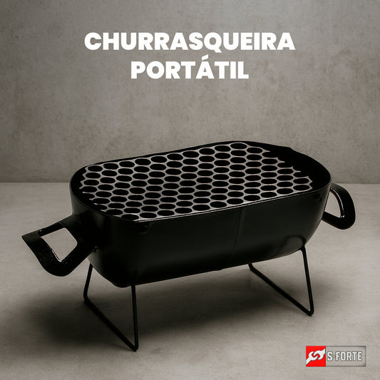 Churrasqueira Portátil Pequena A Carvão Ideal Para Churrasco Em Família Compacta E Resistente Para Grelhar Carne Frango Linguiça Peixe Em Casa Quintal Varanda Camping Viagem Praia E Áreas Externas