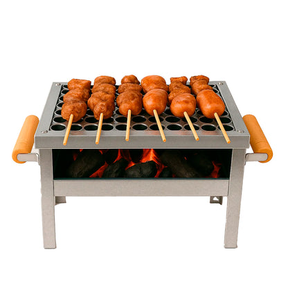 Churrasqueira Galvanizada Cromada Com Grelha Mini Portátil, Leve E Resistente, Ideal Para Churrascos Rápidos Em Casa, Camping, Praia, Viagens E Áreas Externas Com Praticidade