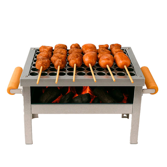 Churrasqueira Galvanizada Cromada Com Grelha Mini Portátil, Leve E Resistente, Ideal Para Churrascos Rápidos Em Casa, Camping, Praia, Viagens E Áreas Externas Com Praticidade