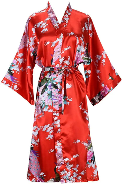 Robe Feminino Curto em Cetim Floral – Kimono para Noiva e Madrinhas | Moda Íntima para Casamento, Noite e SPA