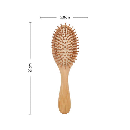 Pente de Madeira Profissional 1PC – Escova Massageadora Antiqueda com Almofada | Cuidados Naturais para o Couro Cabeludo