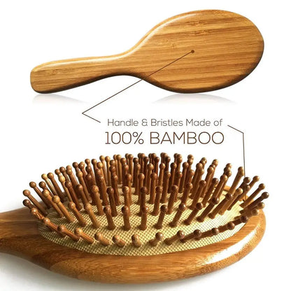 Pente de Madeira Profissional 1PC – Escova Massageadora Antiqueda com Almofada | Cuidados Naturais para o Couro Cabeludo
